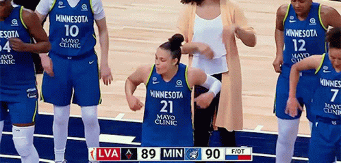 a GIF of the Minnesota Lynx dancing after they beat the Las Vegas Aces"